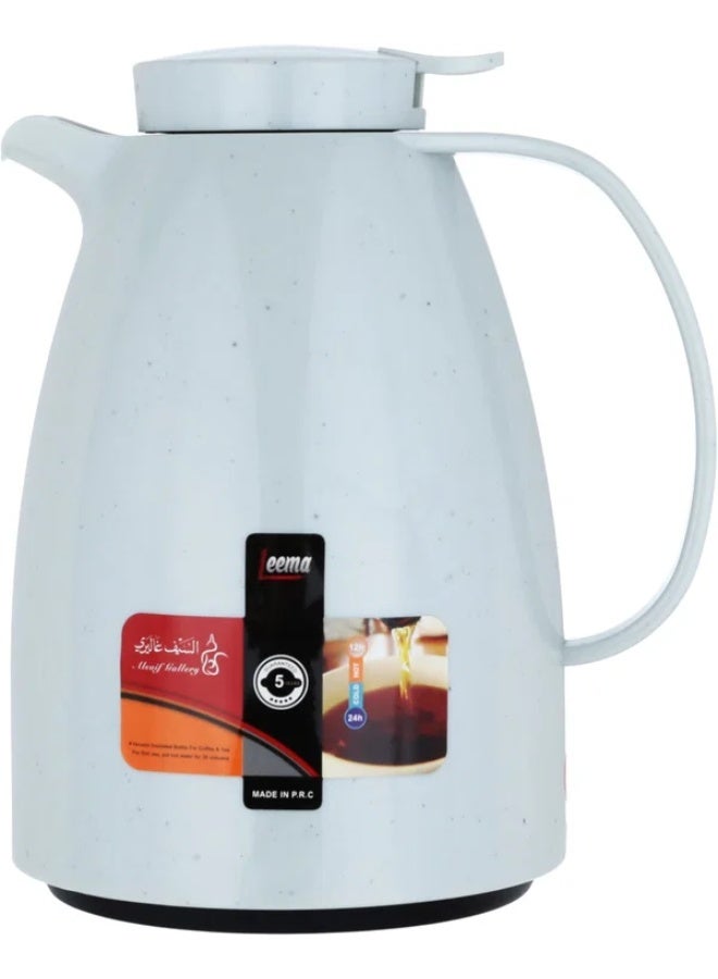 LEEMA Thermos, 1 litre, marble, squeezable, thermal glass inner container, plastic outer shell - light gray - Image 2