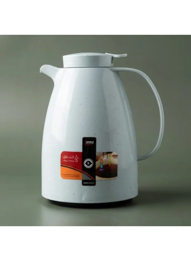 LEEMA Thermos, 1 litre, marble, squeezable, thermal glass inner container, plastic outer shell - light gray - Image 1