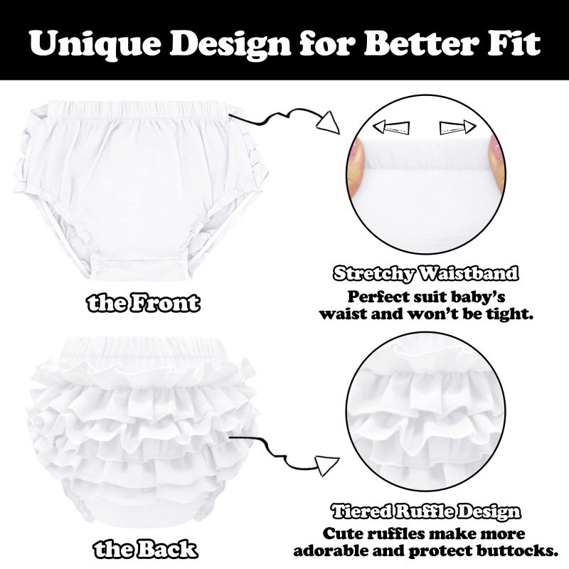 Sarfel Baby Bloomers Diaper Covers for Girls White Bloomers for Baby Girls Diaper Cover for Baby Girls Underwear Newborn Shorts - Image 3