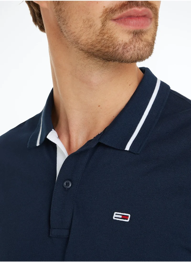 TOMMY JEANS Logo Regular Fit Tipped Polo