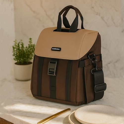 Carriall Nova Meal Bag – Brown Lunch Bag/Tiffin Bag for Daily Use, Office, College, School, Travel & Picnic | Easy to Clean & Easy to Carry | 6.7 L Storage Capacity | For Men, Women, Boys & Girls - Image 1