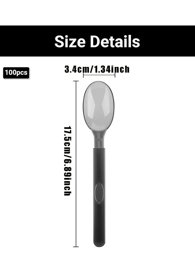 100pcs Plastic Spoons, Heavy Duty Spoon Cutlery Disposable Utensils Silverware Set for Party Bulk Wedding Birthday Holiday Family Gathering - Image 2