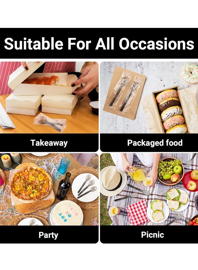 100pcs Plastic Spoons, Heavy Duty Spoon Cutlery Disposable Utensils Silverware Set for Party Bulk Wedding Birthday Holiday Family Gathering - Image 5