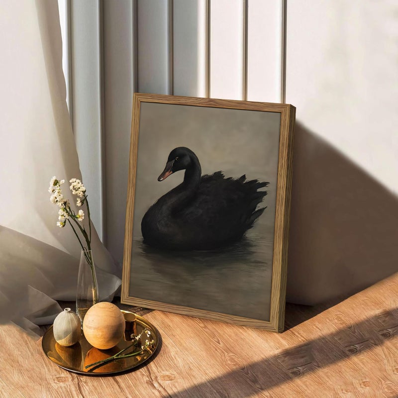 AKWISH Framed Black Swan Wall Art, Dark Academia Gothic Swan Canvas, Vintage Victorian Animal Pictures Prints, Rustic Farmhouse Wall Decor for Living Room Bedroom Bathroom â€“ 8x10 inch - Image 2