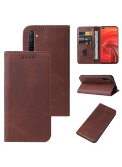 HuHa Case Cover For Realme X50 Pro 5G Magnetic Closure Leather Phone Case Brown 