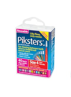Piksters Piksters Interdental Brushes, 40 pk, Size 4, Interdental Tooth Brush for Medium Gaps, Gum Soft Bristles for Plaque Removal, Safe for Braces 