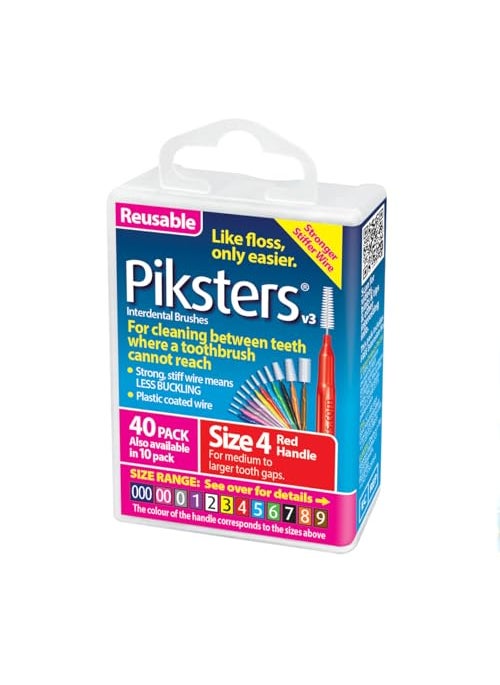 Piksters - Piksters Interdental Brushes, 40 pk, Size 4, Interdental Tooth Brush for Medium Gaps, Gum Soft Bristles for Plaque Removal, Safe for Braces - Image 1