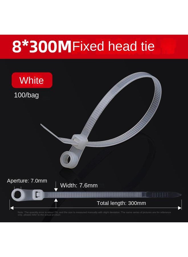 Bluejw Factory Wholesale Fixed Head Nylon Cable Tie 5*200 Screw Hole Round Hole Self-locking Plastic Buckle Strapping Strap  - Image 1