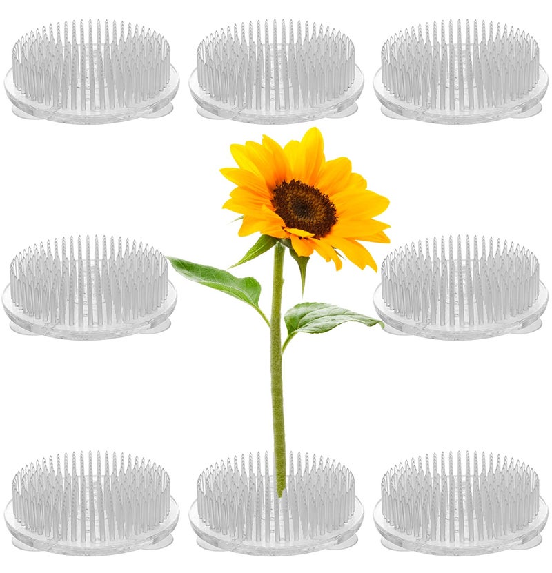 HOZEON 8PCS 275 Inch Clear Plastic Flower Frog Pin Holder Round Flower Arranger Holder Pin Frog with Suction Cup for Flower Arrangement