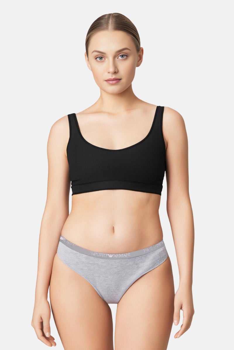 EMPORIO ARMANI Women Brand Logo Panties, Grey - Image 1