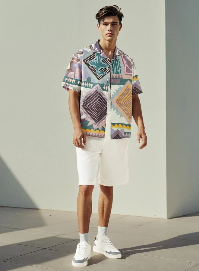 لي كوبر شورت جينز واسع من لي كوبر بنقوش وزر وجيوب