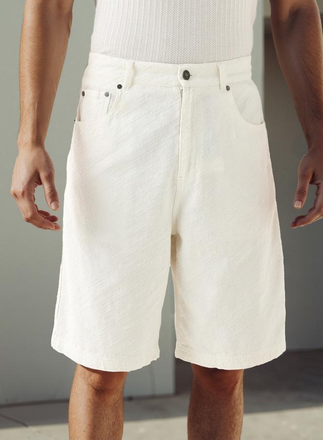 لي كوبر شورت جينز واسع من لي كوبر بنقوش وزر وجيوب - Image 1