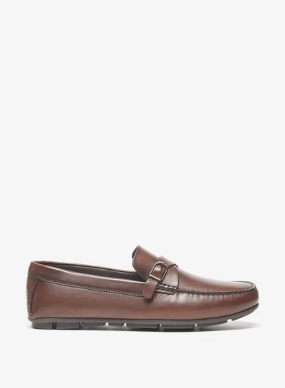 DUCHINI Men Slip-On Moccasins With Buckle Accent