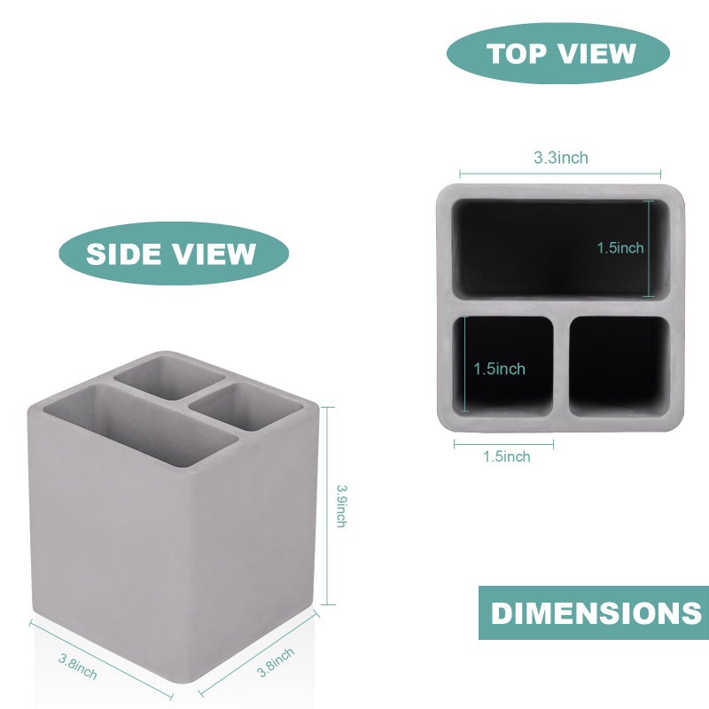 Heagoale Diatomite Toothbrush Holders for Bathrooms, Electric Toothbrush and Toothpaste Holder 3 Slots Tooth Brush Organizer for Bathroom Countertop, Shower, Vanity - Dark Gray - Image 5