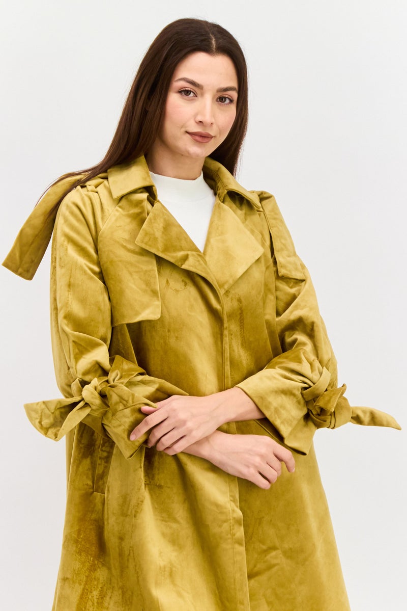 VERO MODA معطف ترينش نسائي مزود بحزام، زيتوني فاتح - Image 2