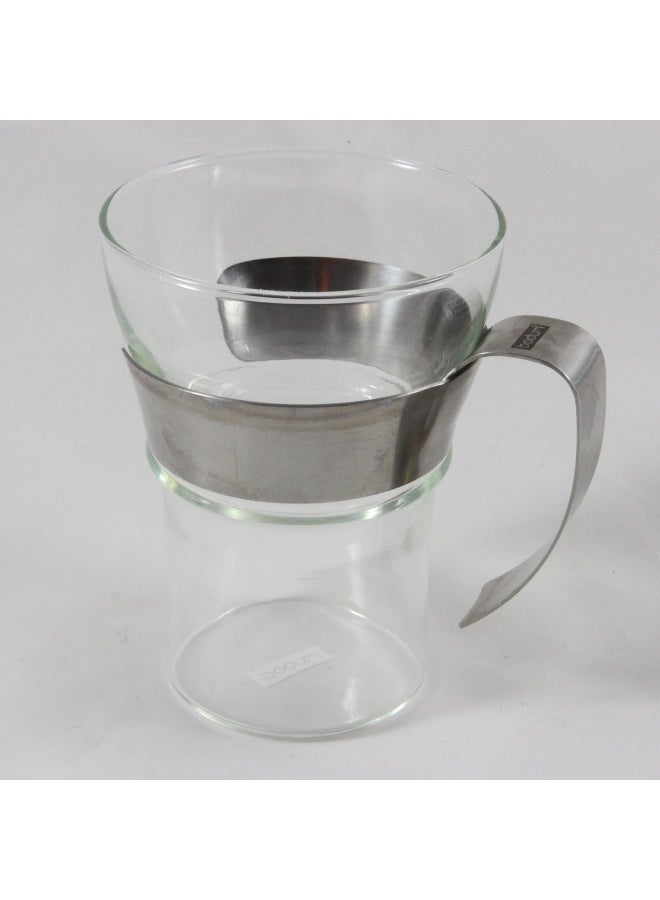 Bodum 4553-16 Assam Coffee Glass With Steel Handle 2 Pieces, Clear - Image 1