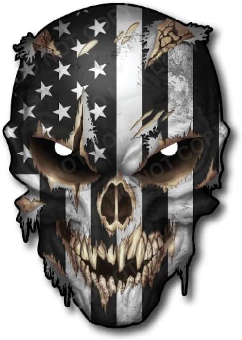Decals by Haley Skull with Reflective Eyes American Flag Vinyl Sticker - Image 1