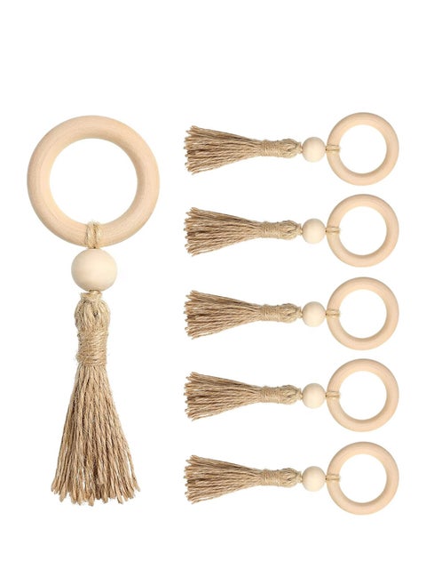Fall Napkin Rings Set of 6 Farmhouse Napkin Ring Holders with Tassels Handmade Rustic Napkin Holder Rings with Eco-Friendly Jute Twine for Wedding Dinner Party Daily Use and Home Decor