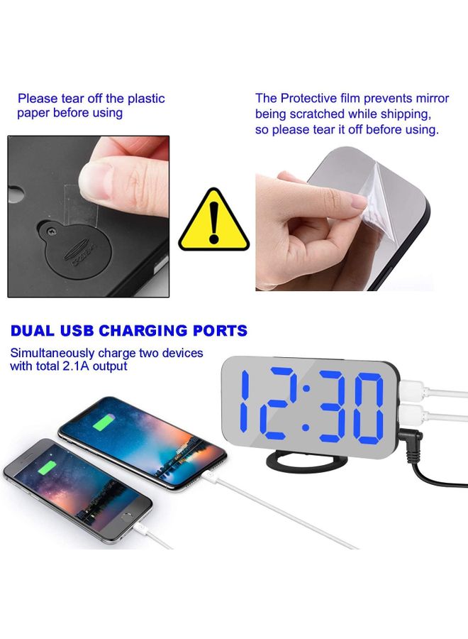 NIBEMINENT Digital Alarm Clock With LED Display Black/Blue 6.2 x 0.55 3.1cm - Image 3