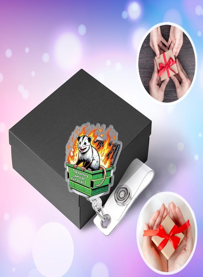 963RW Funny Dumpster Badge Reel, Funny Possum Mental Health Retractable Badge Reel Gift for Nurse Doctor Colleagues Firefighters Social Workers - Image 5