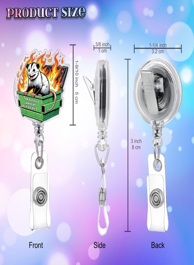 963RW Funny Dumpster Badge Reel, Funny Possum Mental Health Retractable Badge Reel Gift for Nurse Doctor Colleagues Firefighters Social Workers - Image 2