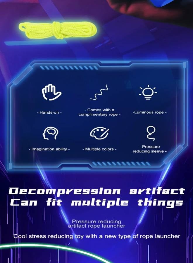 ارواق لعبة إطلاق حلقة فيدجيت، حبل إطلاق سحاب يدوي قابل للتعديل سرعة حبل مضيء لاسو لعبة ممتعة للأطفال والكبار - أخضر - Image 3