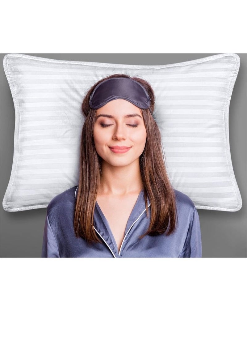 COMFY COTTON WHITE SET OF 2 HOTEL STRIPE HYPOALLERGENIC LUXURY COLLECTION PILLOW - Image 2