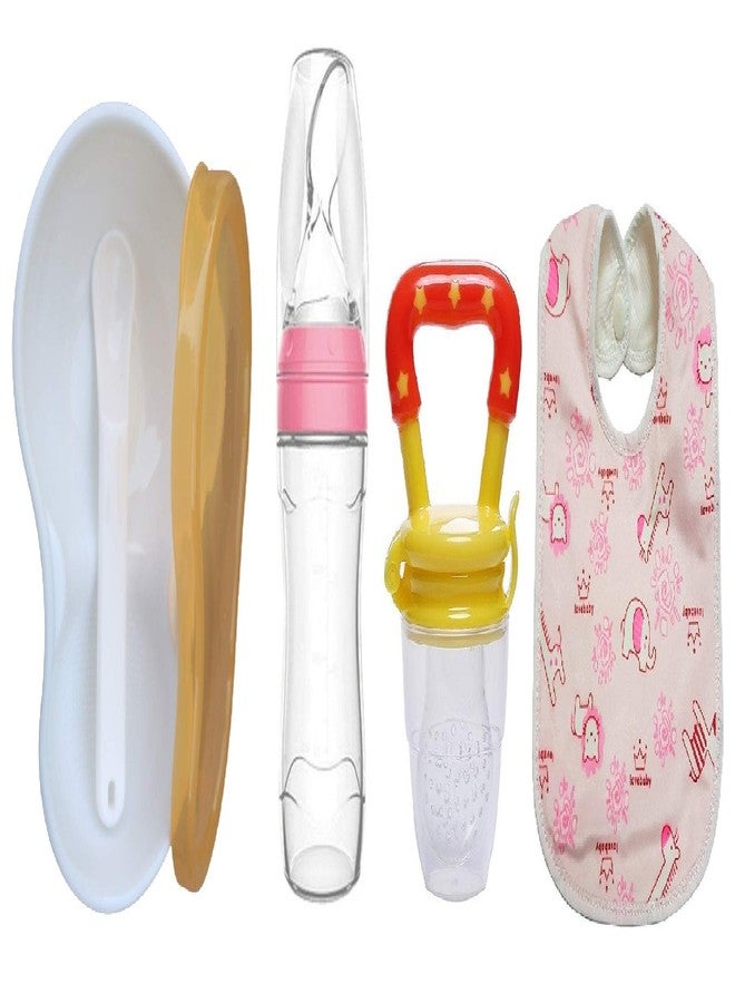 Lappu Baby Travel Time Feeding Food Storage Container Unbreakable Portable Dispenser Bowl with Spoon Baby Food Serve Bowl And Baby Food Feeder Fruit Nibbler With Bib All in One Pack (Yellow) - Image 1