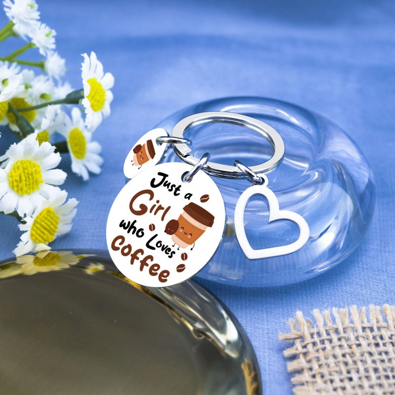 Coffee Keychain Gifts for Girls Women Gifts for Coffees Lovers Cute Drinker Gift Ideas for Sister Best Friends Bestie Christmas Birthday Gift for Her- Just A Girl Who Loves Coffee - Image 4