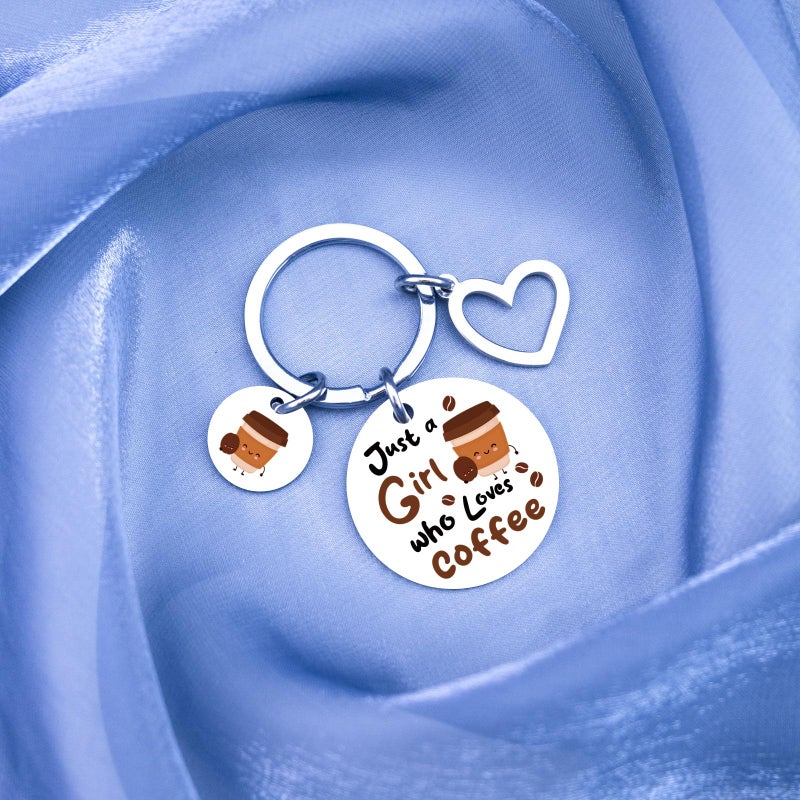 Coffee Keychain Gifts for Girls Women Gifts for Coffees Lovers Cute Drinker Gift Ideas for Sister Best Friends Bestie Christmas Birthday Gift for Her- Just A Girl Who Loves Coffee - Image 2