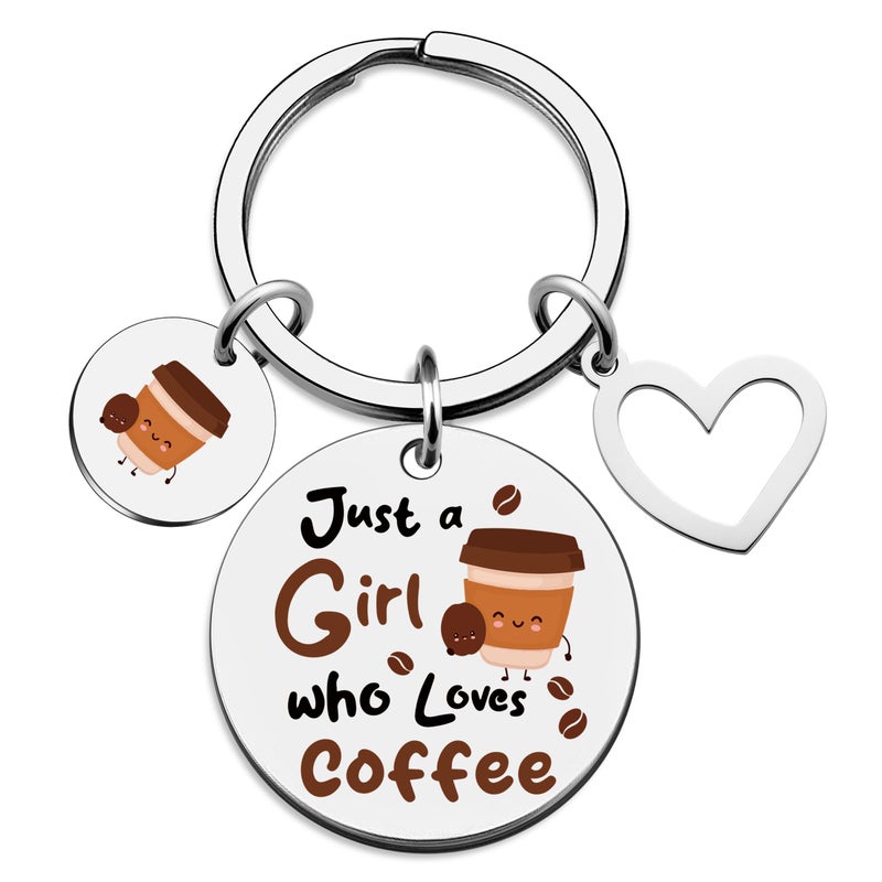 Coffee Keychain Gifts for Girls Women Gifts for Coffees Lovers Cute Drinker Gift Ideas for Sister Best Friends Bestie Christmas Birthday Gift for Her- Just A Girl Who Loves Coffee - Image 1