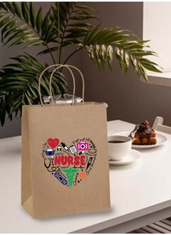PRINTSHOP4ME Pack of 10 Nurse Day Kraft Brown Paper Bags With Twisted Paper Handle Eco-Friendly Bags - Perfect for International Nurses Day and Nurses Week Gifts  - Image 3