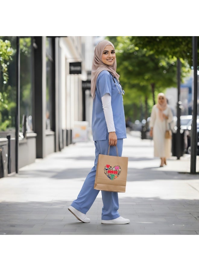 PRINTSHOP4ME Pack of 10 Nurse Day Kraft Brown Paper Bags With Twisted Paper Handle Eco-Friendly Bags - Perfect for International Nurses Day and Nurses Week Gifts - Image 3