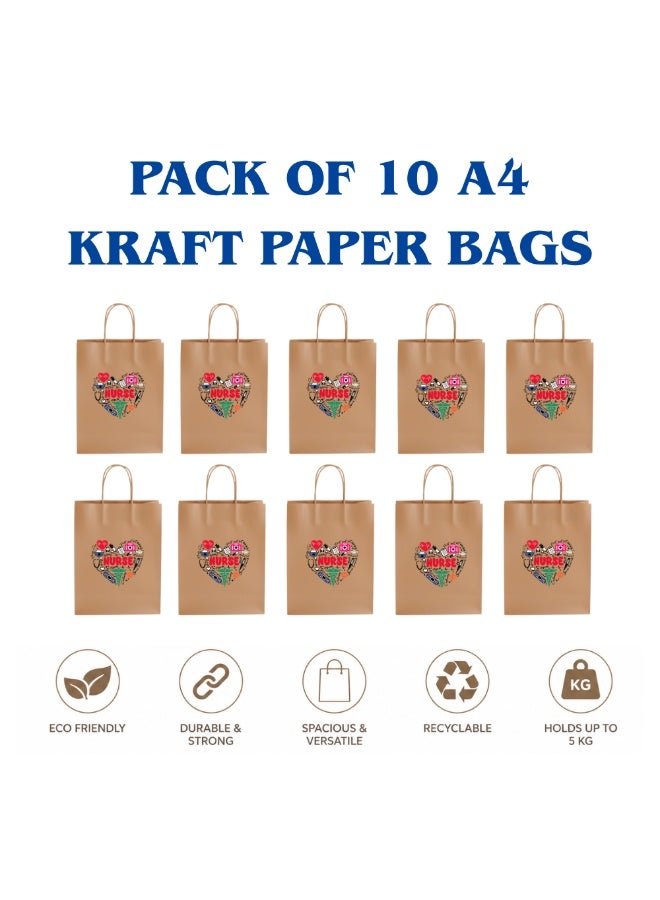 PRINTSHOP4ME Pack of 10 Nurse Day Kraft Brown Paper Bags With Twisted Paper Handle Eco-Friendly Bags - Perfect for International Nurses Day and Nurses Week Gifts - Image 2