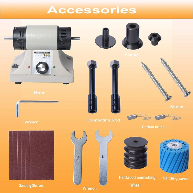 Podoy Leather Polishing Burnishing Machine, Leather Edge Grinding Kit Adjustable Rosewood Grinding Head Sander Buffing Motor for All Vegetable Tanned Leather 8000rpm 110V - Image 3