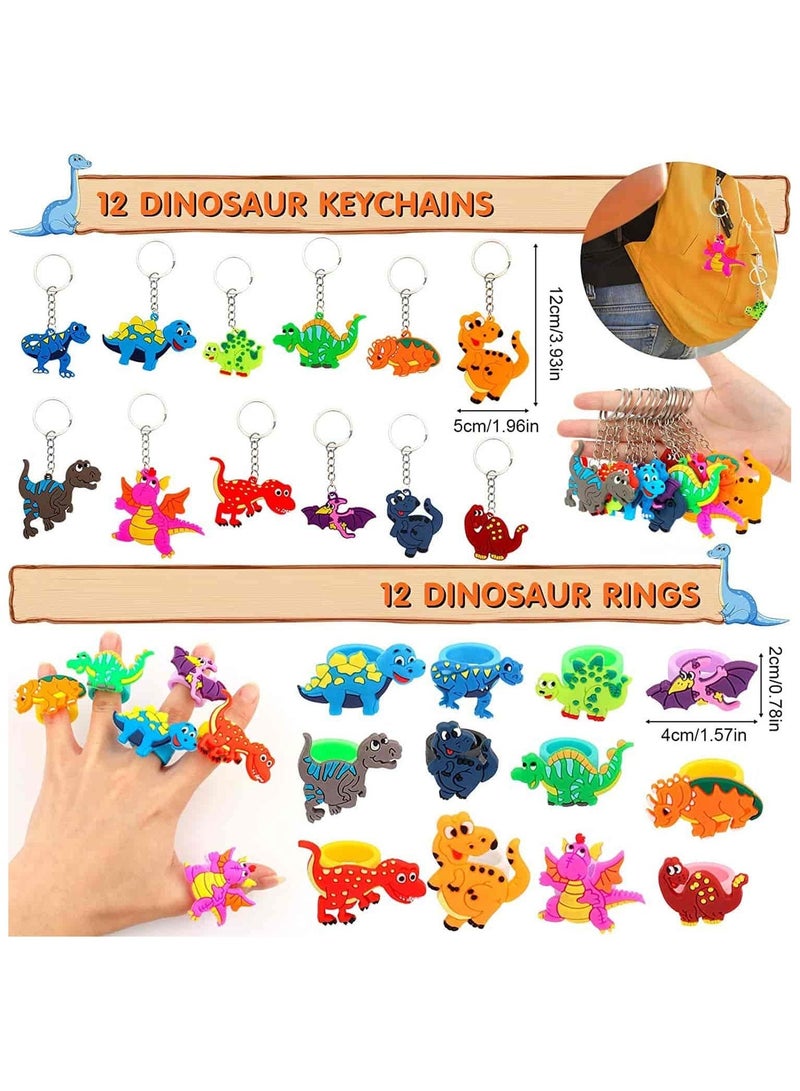 Aideli 134PCS Dinosaur Party Favors for 12 Kids – Dino Birthday Goodie Bags, Keychains, Rings, Toys, Stickers, Dino Eggs – Party Supplies for Boys & Girls - Image 5