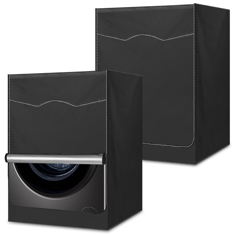 Exclaith 2 Pack Black Washer and Dryer Covers Fit for Most 7.5-12 kg Front-loading Machine, Waterproof and Dust Proof Washing Machine Cover/Dryer Cover, W27â€x D33â€x H39â€ - Image 1