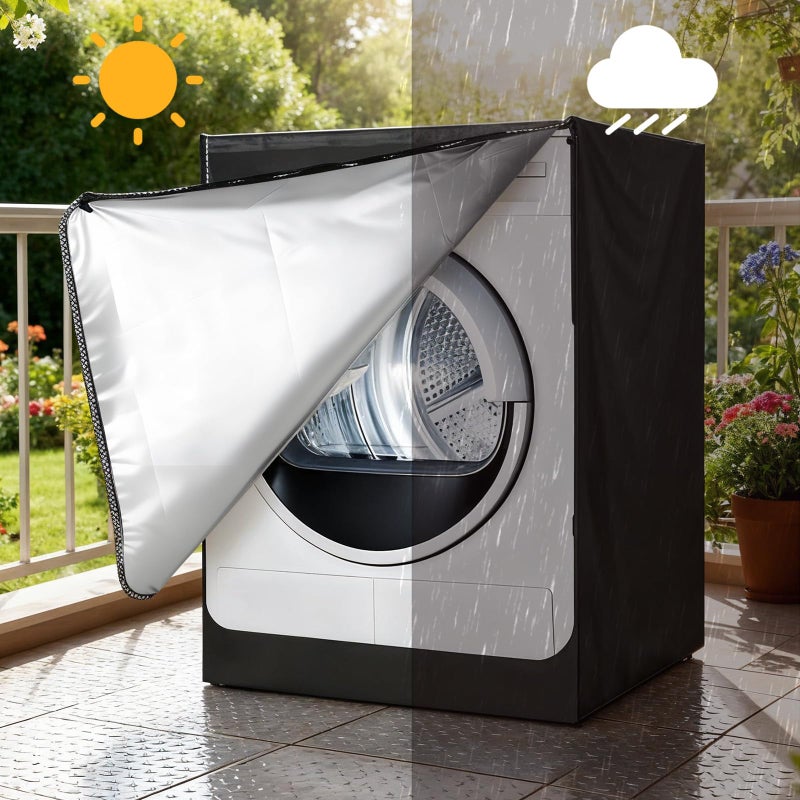 Exclaith 2 Pack Black Washer and Dryer Covers Fit for Most 7.5-12 kg Front-loading Machine, Waterproof and Dust Proof Washing Machine Cover/Dryer Cover, W27â€x D33â€x H39â€ - Image 3