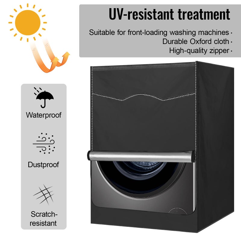 Exclaith 2 Pack Black Washer and Dryer Covers Fit for Most 7.5-12 kg Front-loading Machine, Waterproof and Dust Proof Washing Machine Cover/Dryer Cover, W27â€x D33â€x H39â€ - Image 5