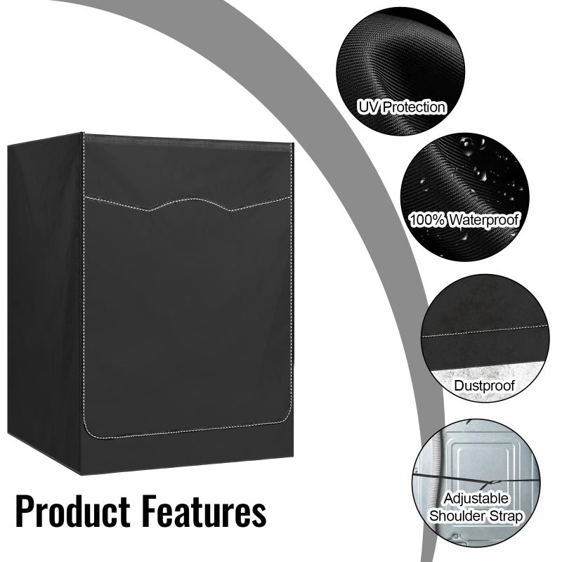 Exclaith 2 Pack Black Washer and Dryer Covers Fit for Most 7.5-12 kg Front-loading Machine, Waterproof and Dust Proof Washing Machine Cover/Dryer Cover, W27â€x D33â€x H39â€ - Image 4
