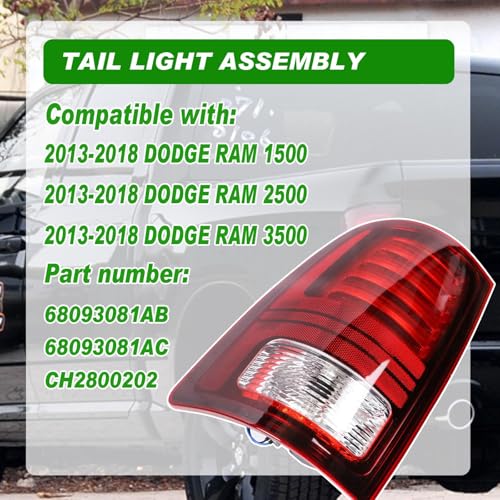 Lochnchn LED Tail Lights Compatible With 2013-2018 Dodge Ram 1500 2500 3500 Driver and Passenger Side Taillights Replace 68093081AB, 68093081AC, CH2800202 - Image 2