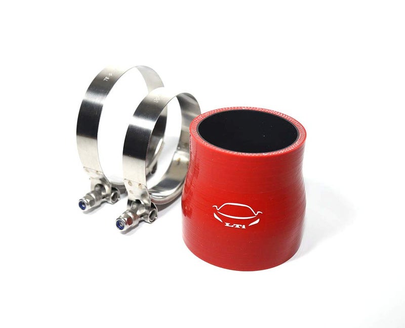 TenkeAuto 4-Ply Reinforced 2.5"-3" ID Reducer Silicone Hose Coupler 3" Length With T Bolt Clamp for Turbo/Intercooler/Piping (2.5" to 3" Red) - Image 2