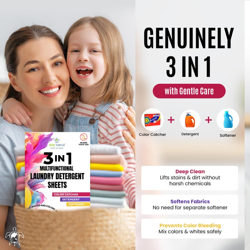 Color Catcher Fabric Softener Laundry Detergent Sheets 20 Loads Fresh Scent, Plant based, No Plastic Jugs Travel Friendly, Ultra Concentrated Mix Colored with Whites Detergent Softener & Color Catcher - Image 4