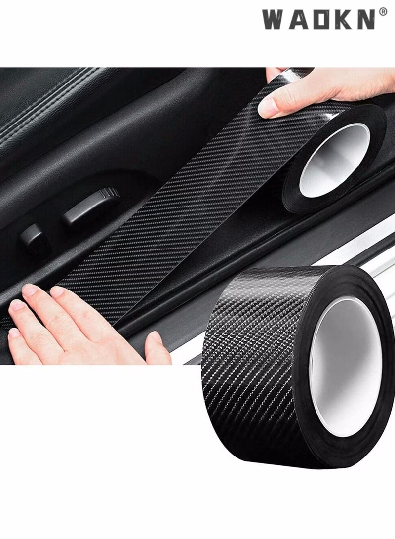 WAOKN Car Door Edge Guards, Scratch Cover Sill Protector Bumper Protector 5D Carbon Fiber Car Wrap Film Automotive Self-Adhesive Anti-Collision Film Fits for Most Cars (1.2In x 33Ft, Black)  - Image 1