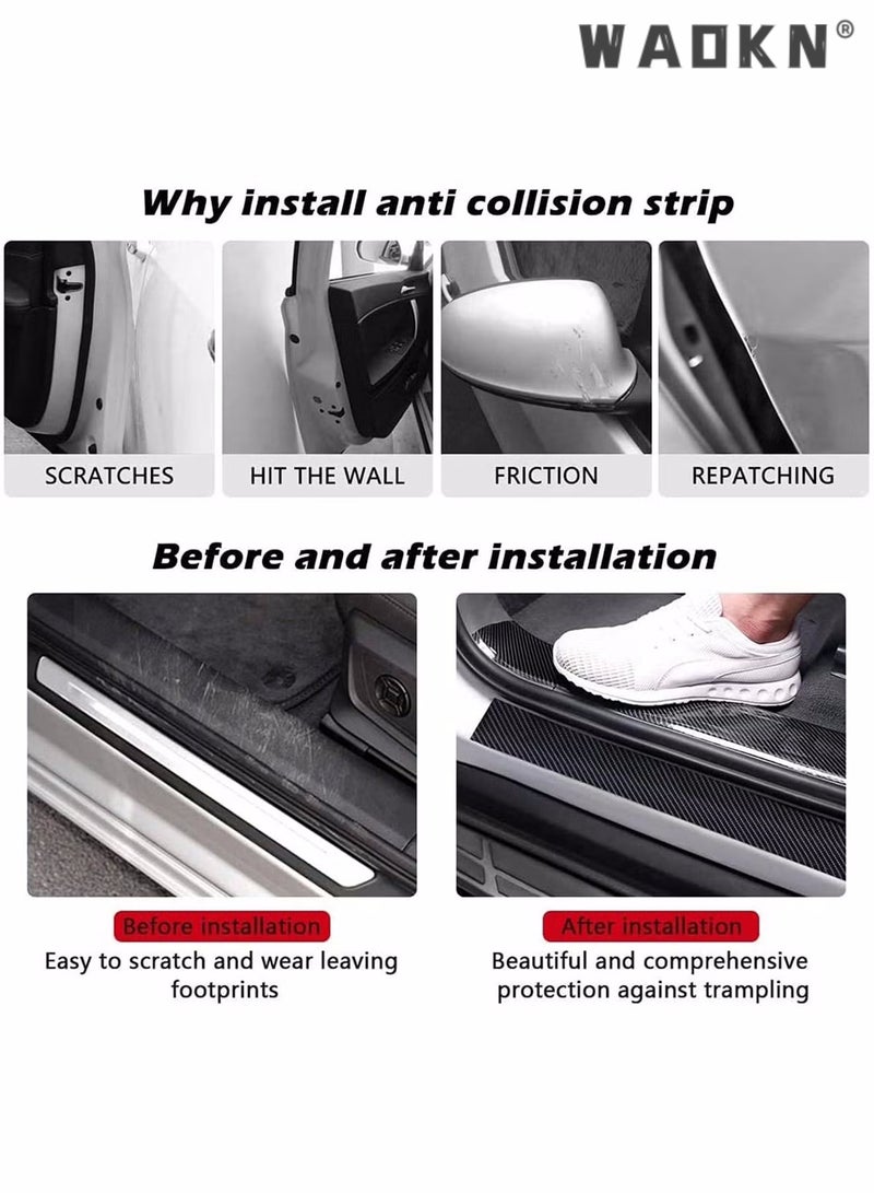WAOKN Car Door Edge Guards, Scratch Cover Sill Protector Bumper Protector 5D Carbon Fiber Car Wrap Film Automotive Self-Adhesive Anti-Collision Film Fits for Most Cars (1.2In x 33Ft, Black)  - Image 4