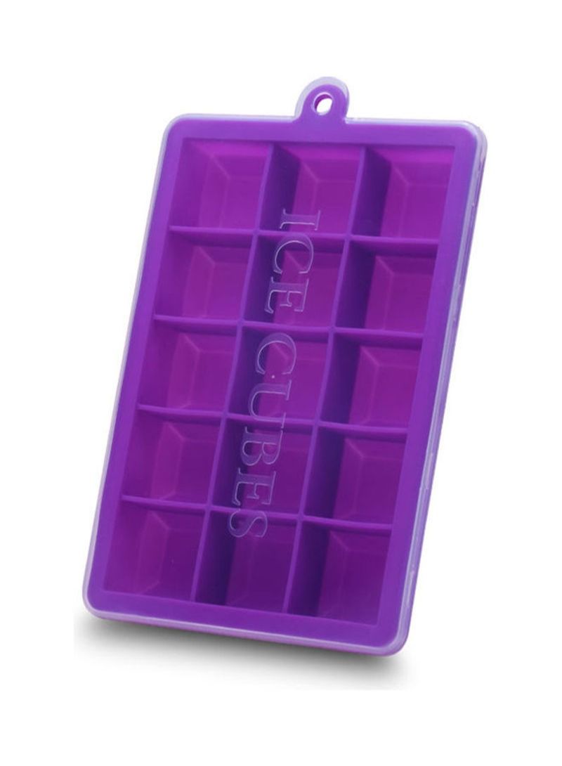 NIBEMINENT Silicone Ice Cube Trays with Lids Square Ice Cube Molds 15 Ice Cubes Maker Mold for Ice Cream Party Cocktail Whiskey Chocolate Cube Baking Mold Easy Release Purple 18.5*3*13cm - Image 1
