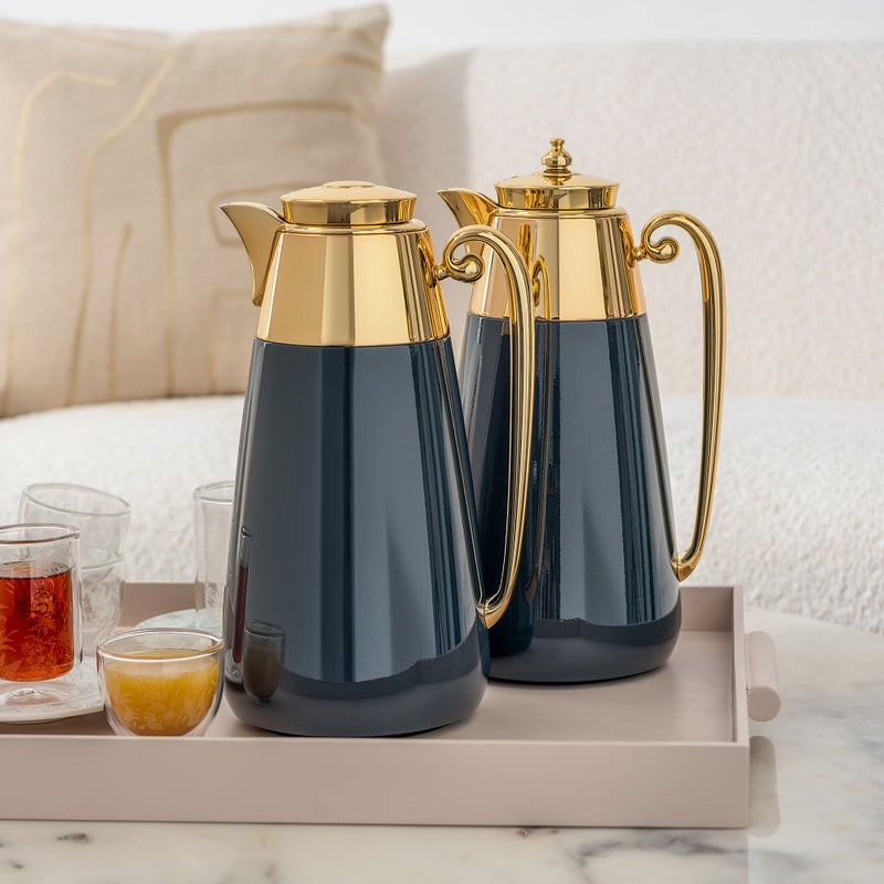 Dallaty set of 2 steel vacuum flask blue and matt silver 1L - Image 5