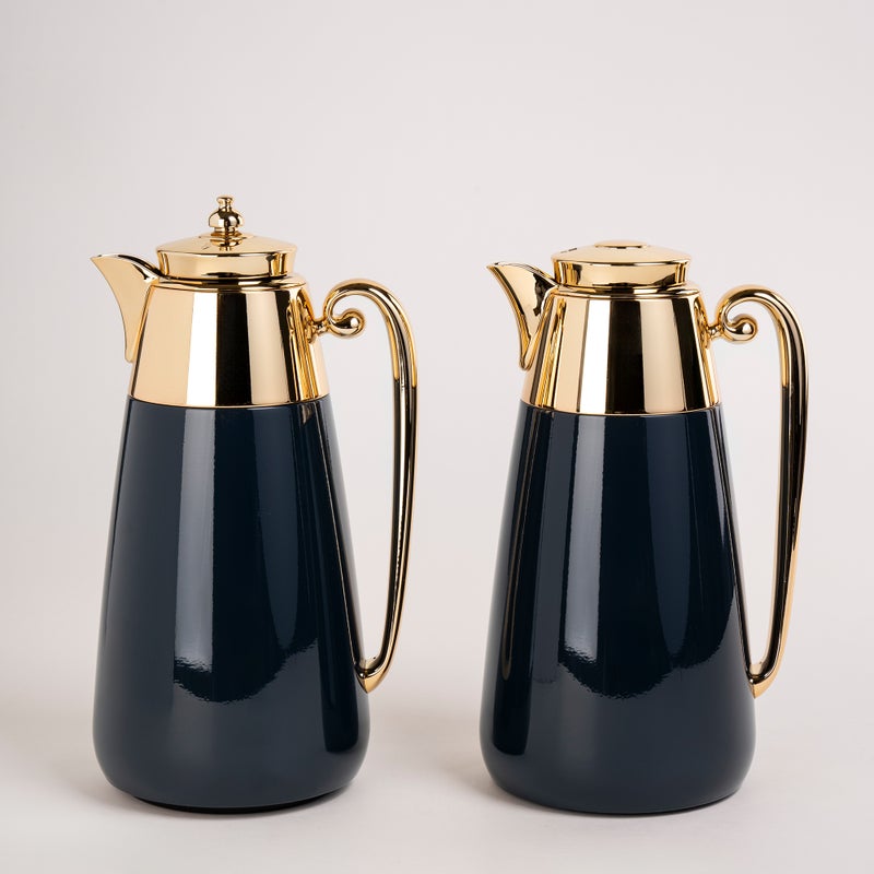 Dallaty set of 2 steel vacuum flask blue and matt silver 1L - Image 1