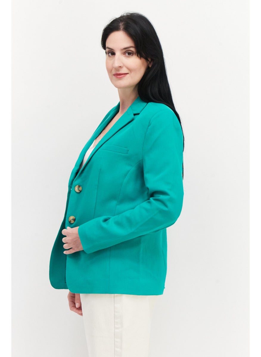 French Connection Women Notched Collar Long Sleeve Casual Blazer, Green  - Image 2