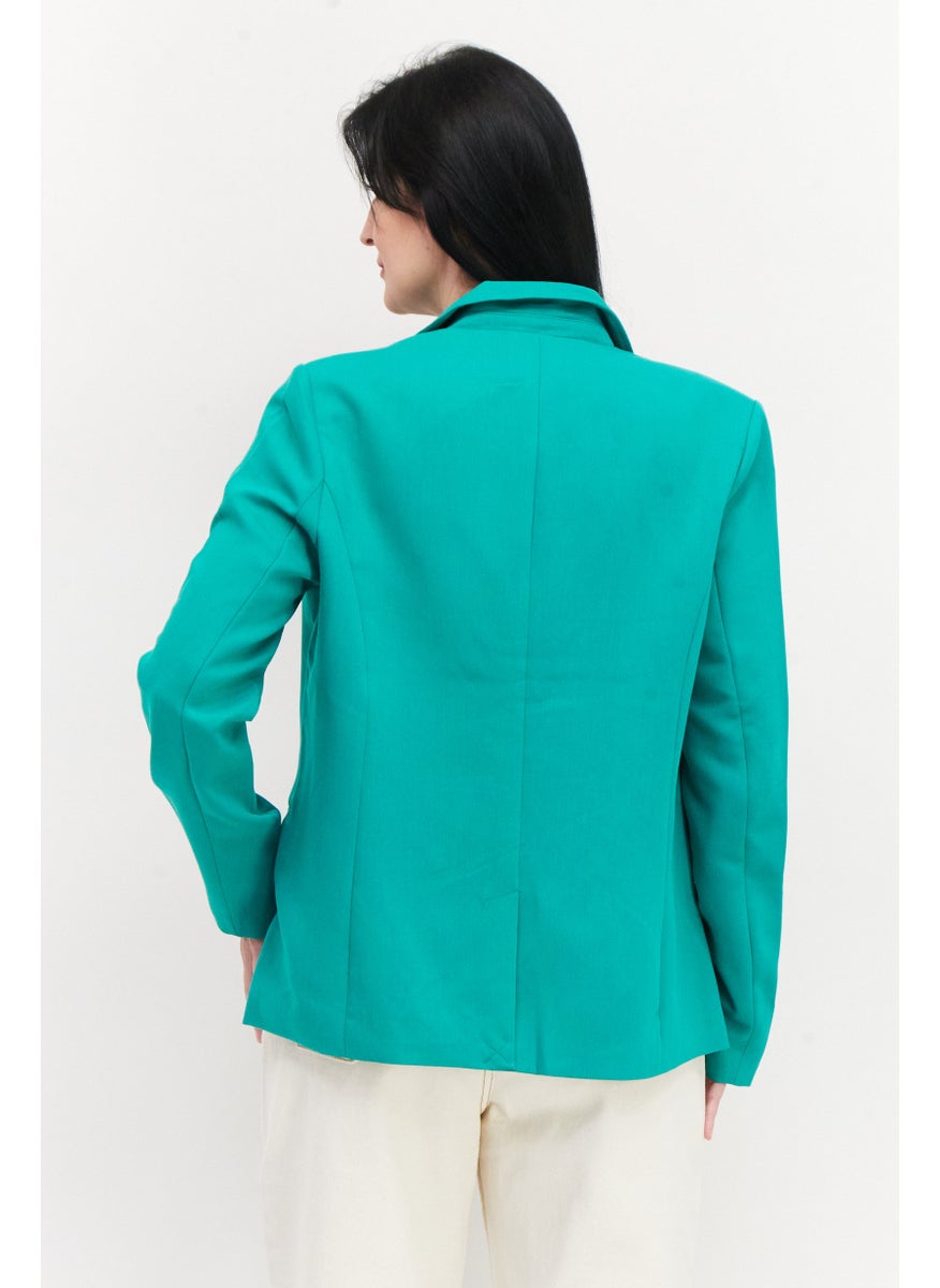 French Connection Women Notched Collar Long Sleeve Casual Blazer, Green  - Image 4